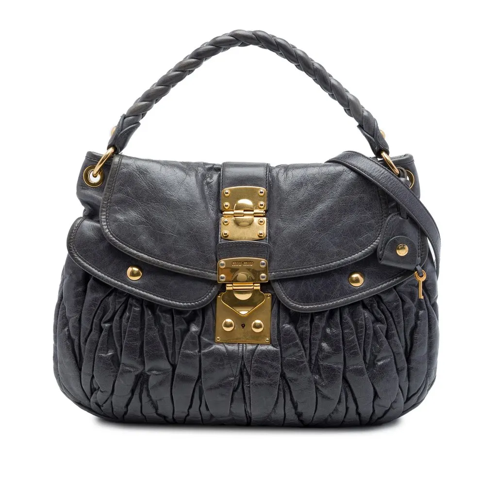 Miu Miu Matelasse Nappa Coffer Satchel Purple Leather Very good - Front View