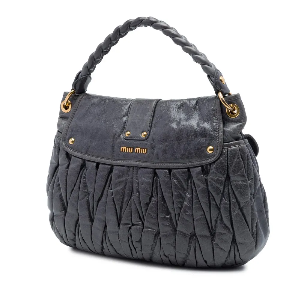 Miu Miu Matelasse Nappa Coffer Satchel Purple Leather Very good - Back View