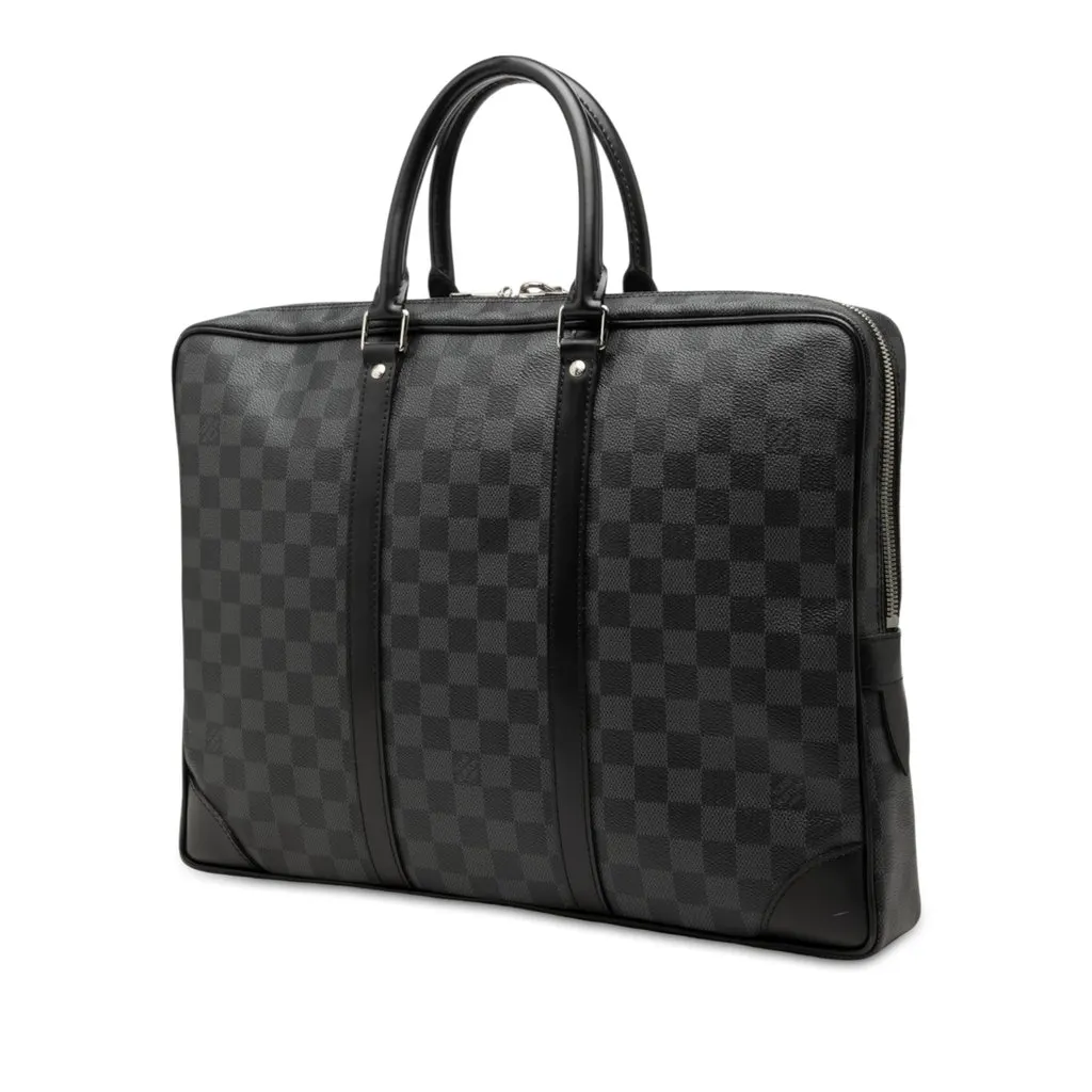Louis Vuitton Damier Graphite Porte Documents Voyage PM Black Canvas Very good - Back View