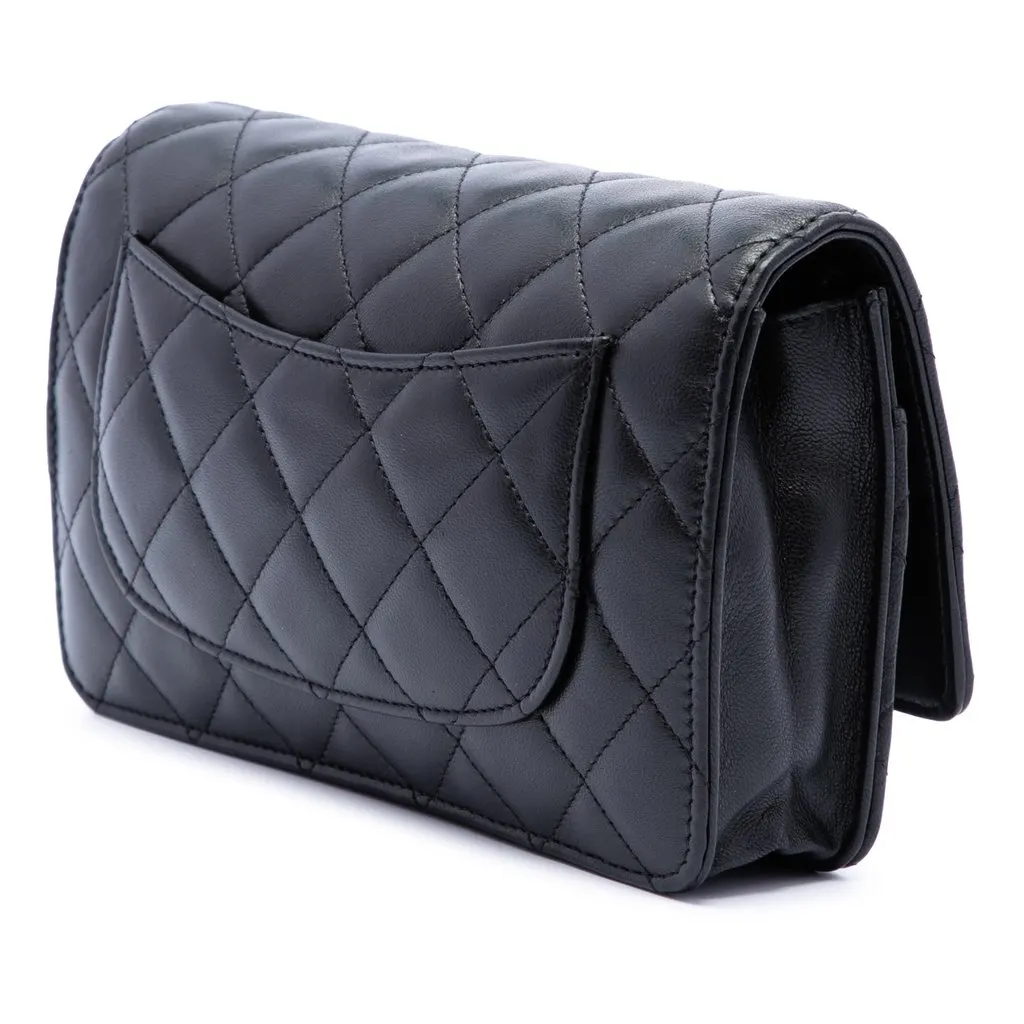 Chanel CC Quilted Lambskin Wallet On Chain Black Leather Very good - Back View