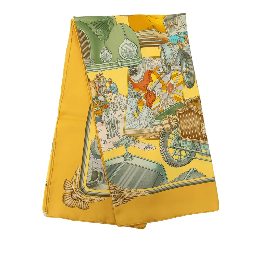 Hermès Automobile Silk Scarf 90 Yellow Very good - Front View