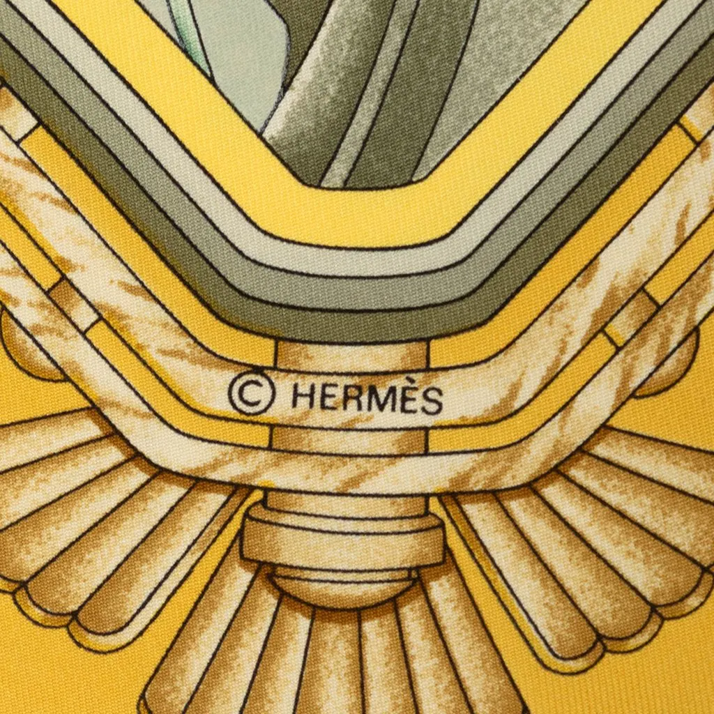 Hermès Automobile Silk Scarf 90 Yellow Very good - Back View