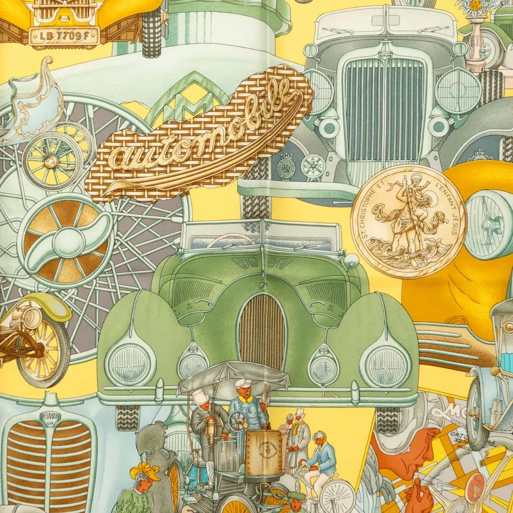 Hermès Automobile Silk Scarf 90 Yellow Very good - Inside View