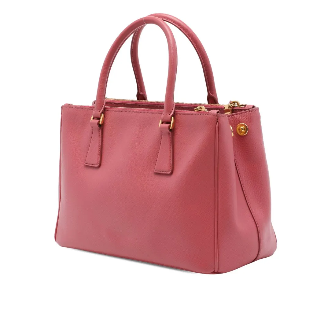 Prada Medium Saffiano Lux Galleria Double Zip Tote Pink Leather Very good - Back View