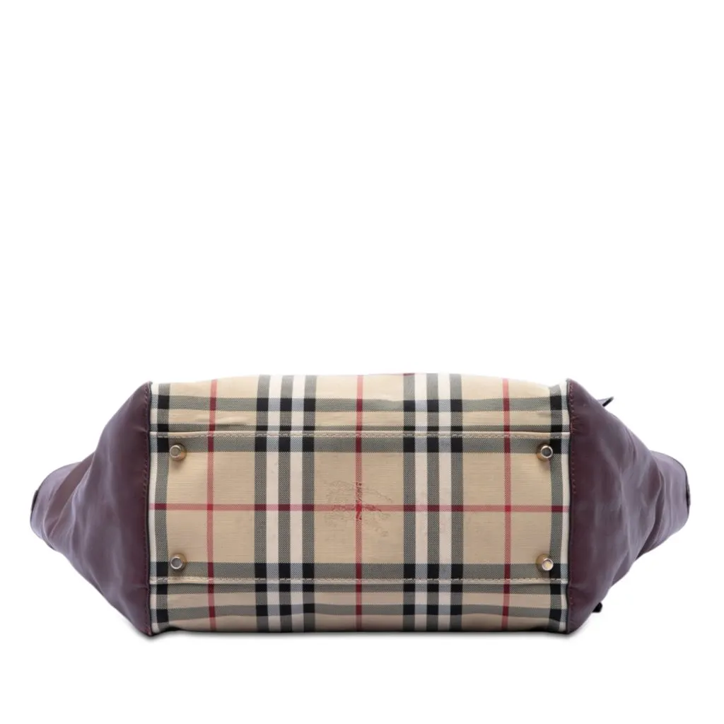 Burberry Small Haymarket Check Canvas and Leather Canterbury Tote Beige Very good - Inside View