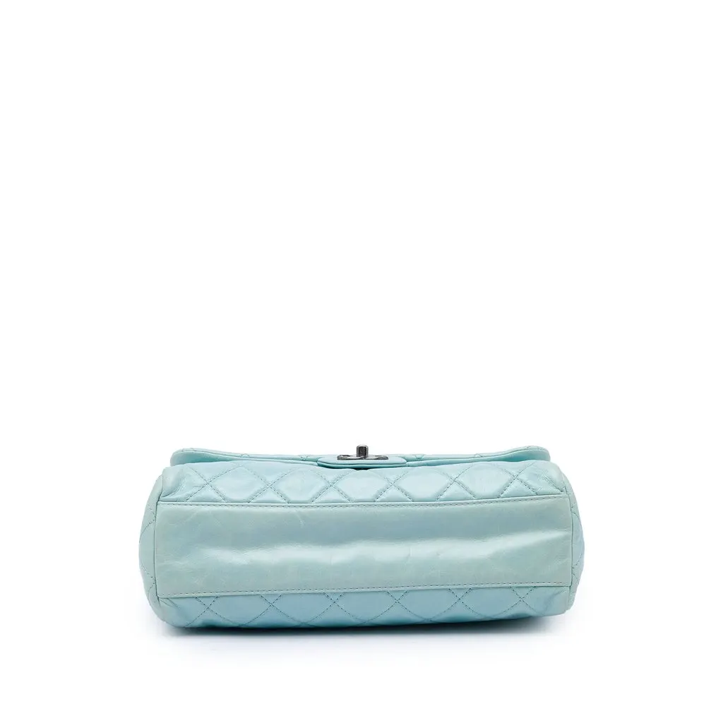 Chanel Large Quilted Aged Calfskin Coco Soft Flap Blue Leather Very good - Inside View