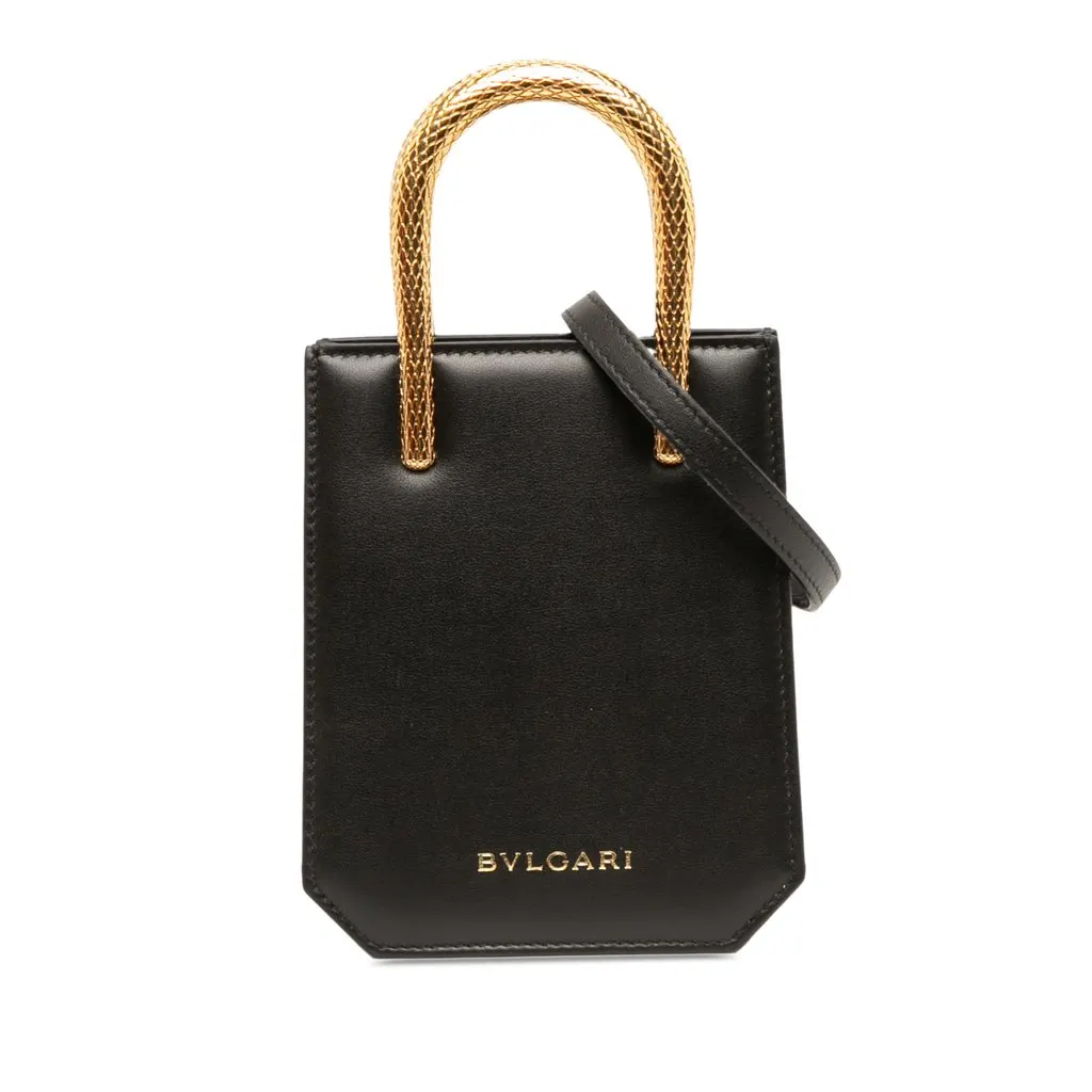 Bvlgari Mini Leather Serpentine Tote Black Leather Very good - Front View