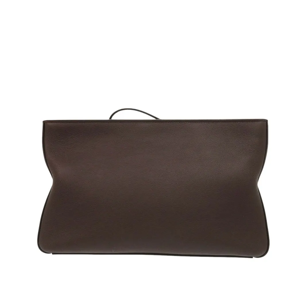Salvatore Ferragamo Leather Soft Pouch Brown Leather Very good - Back View