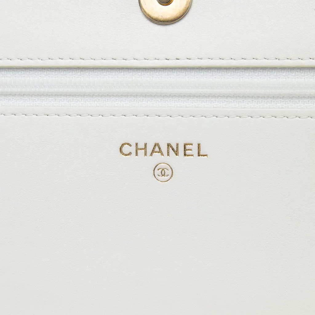 Chanel Quilted Caviar Boy Wallet on Chain White Leather Very good - Box View