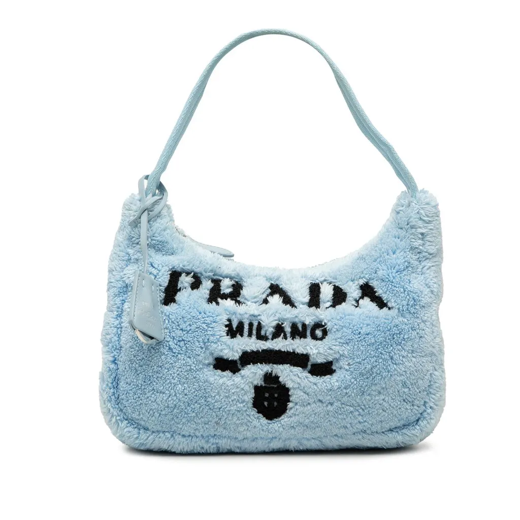 Prada Mini Terry Re Edition 2000 Shoulder Bag Blue Very good - Front View