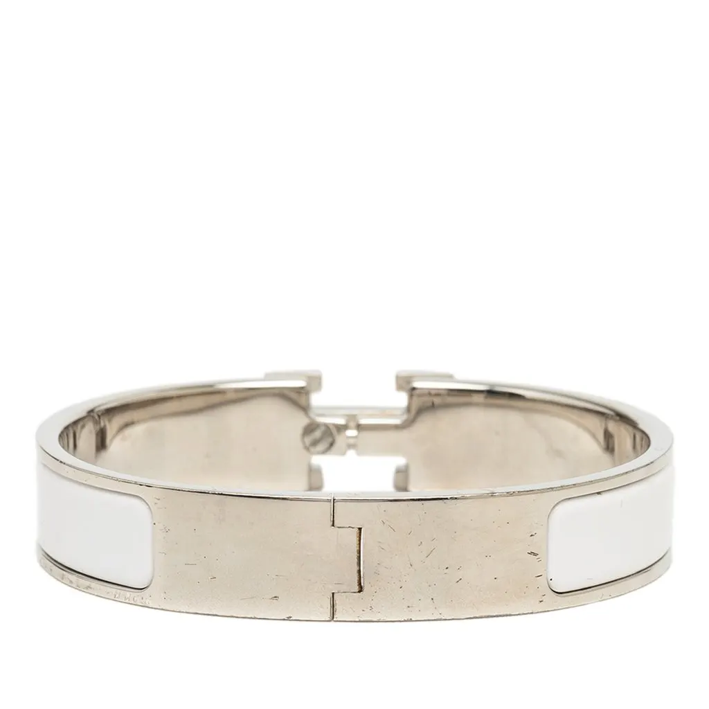 Hermès Narrow Enamel Clic H Bracelet PM White Enamel Very good - Inside View