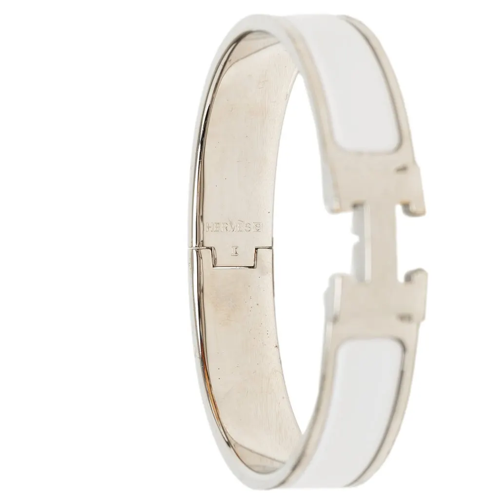 Hermès Narrow Enamel Clic H Bracelet PM White Enamel Very good - Box View