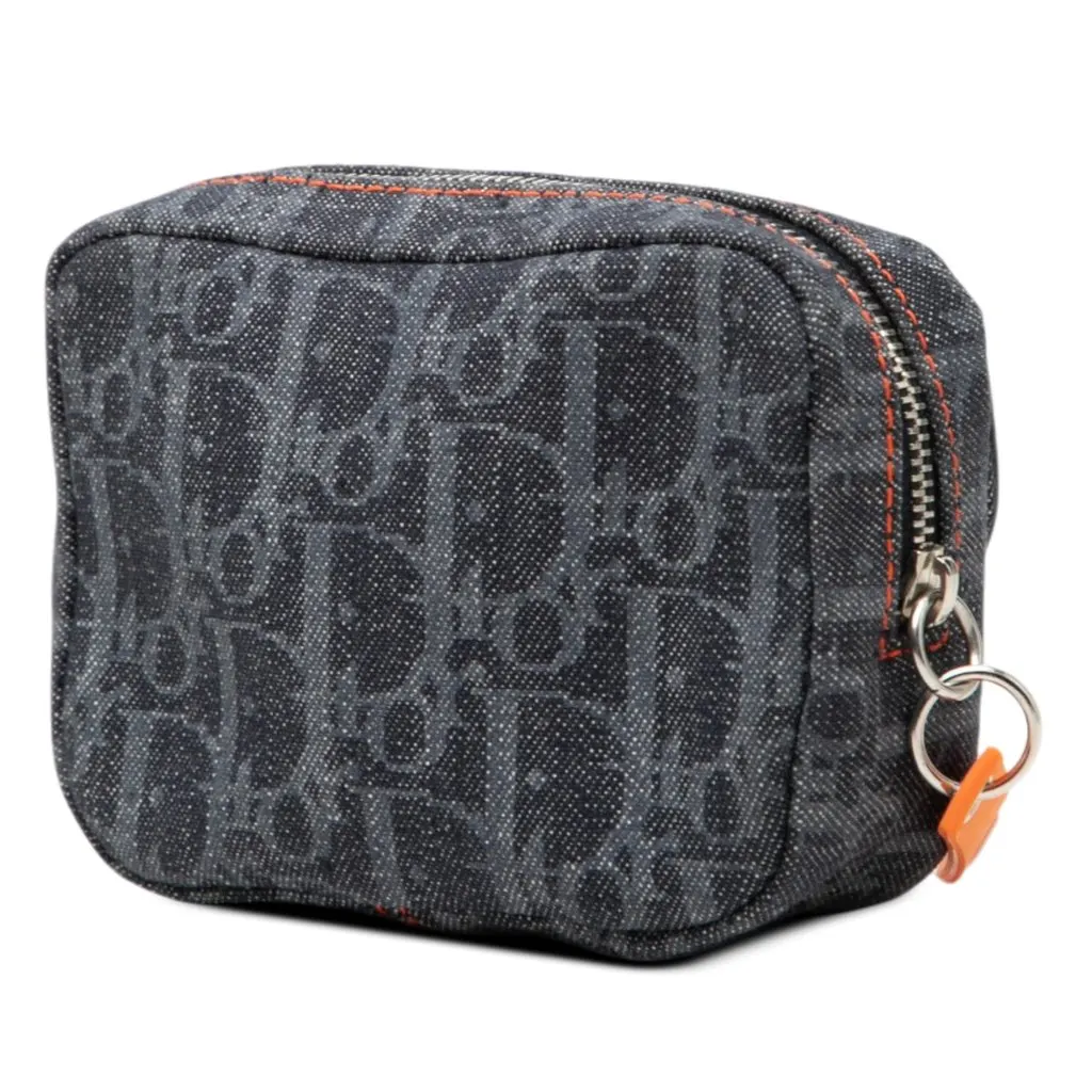 Dior Oblique Denim Flight Coin Pouch Blue Very good - Back View