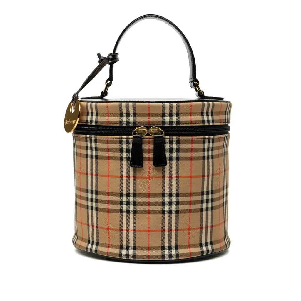Burberry Haymarket Check Canvas Vanity Bag Beige Canvas Very good - Front View
