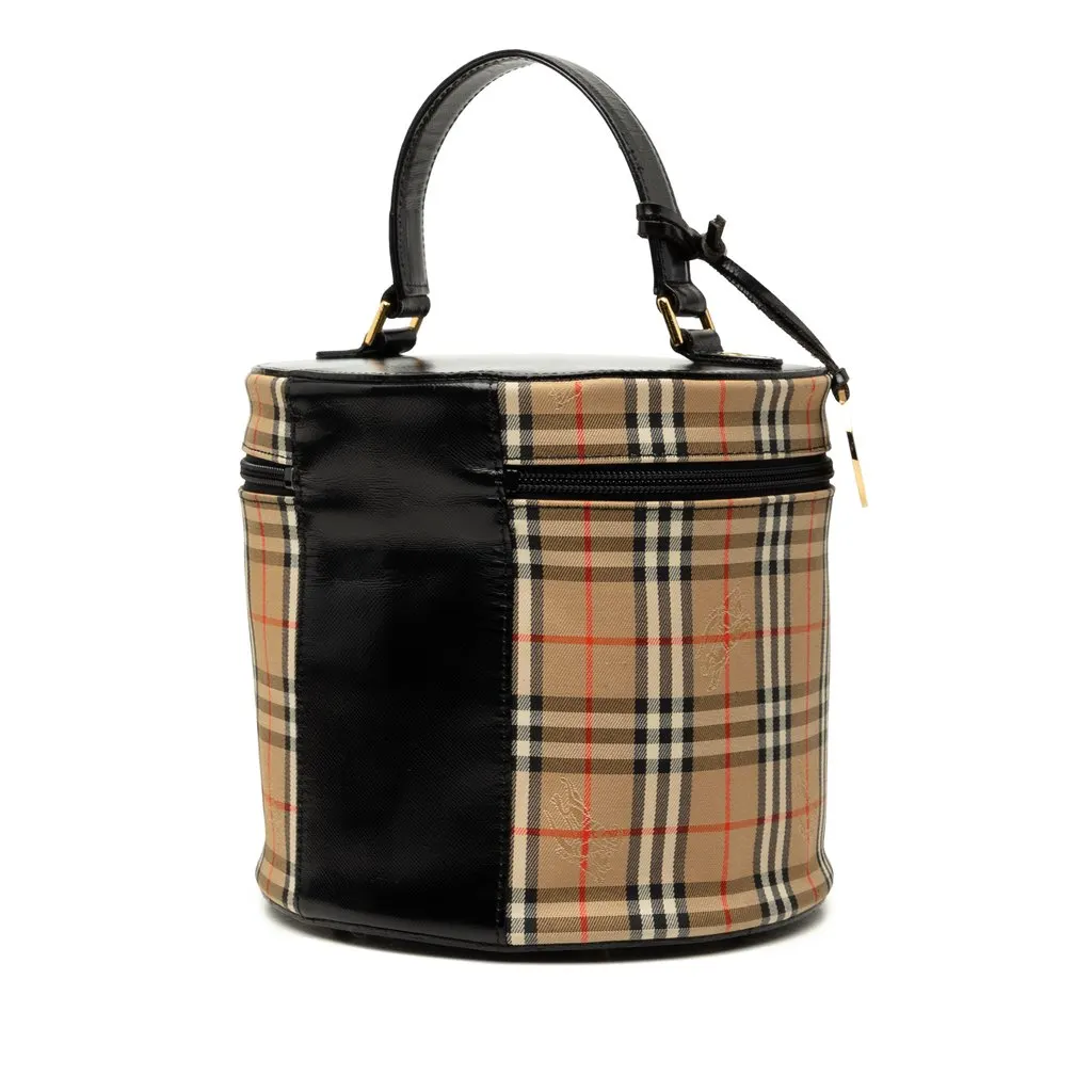 Burberry Haymarket Check Canvas Vanity Bag Beige Canvas Very good - Back View