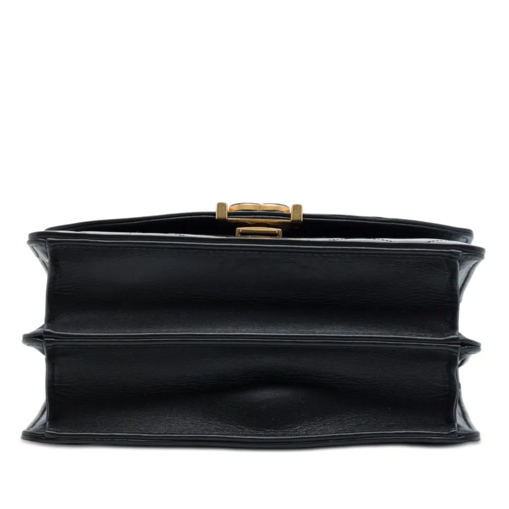 Chanel CC Quilted Patent Accordion Pushlock Top Handle Flap Black Leather Very good - Inside View