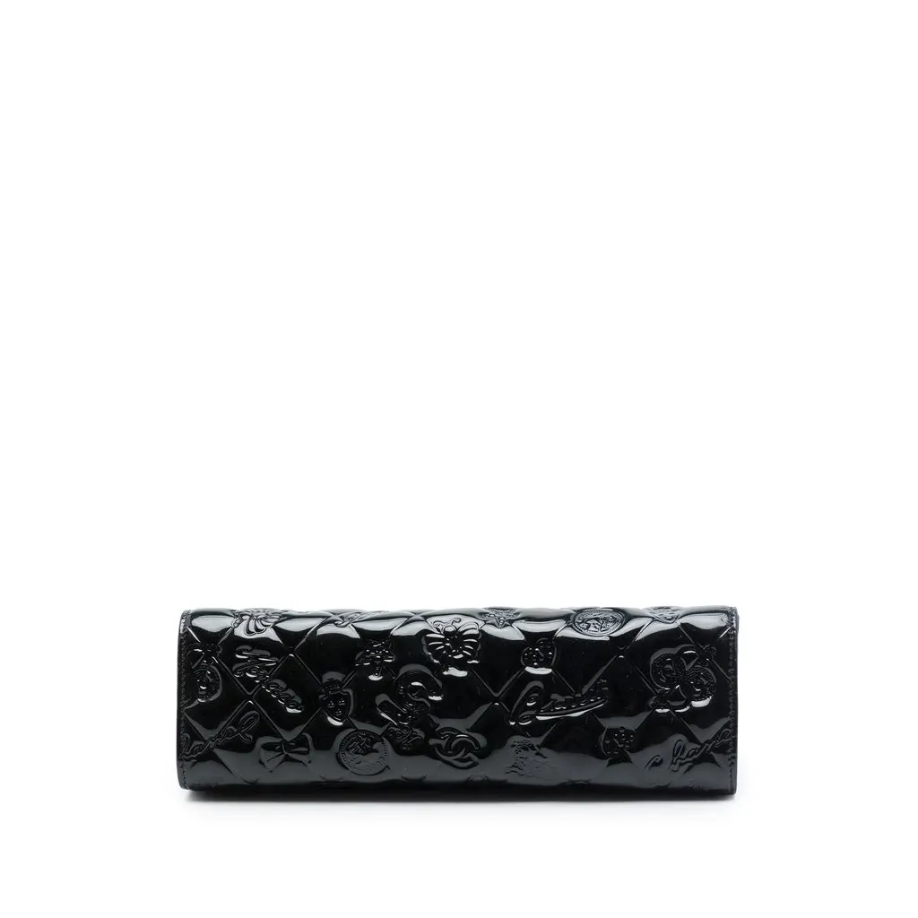 Chanel Quilted Patent Embossed Lucky Symbols Pochette Black Leather Very good - Inside View