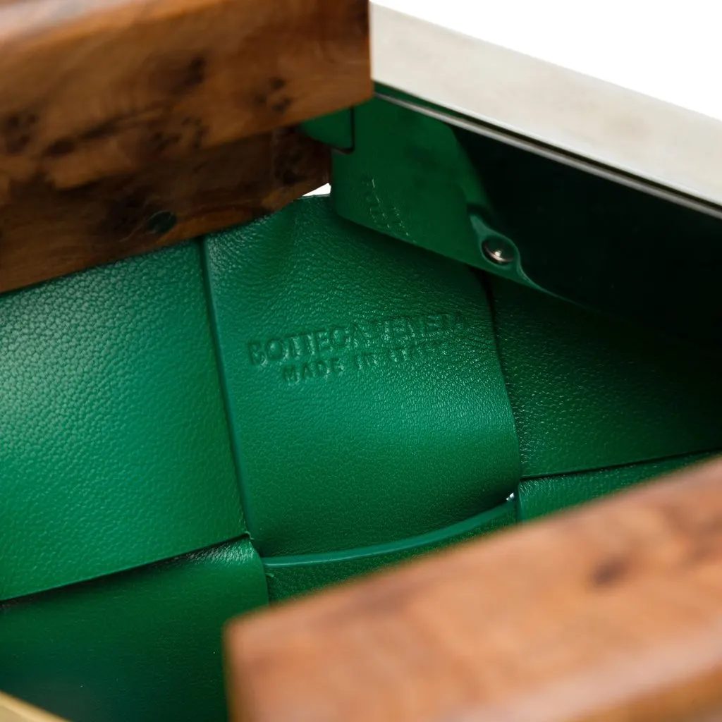 Bottega Veneta Lambskin Maxi Intrecciato The Snap Clutch Green Leather Very good - Box View