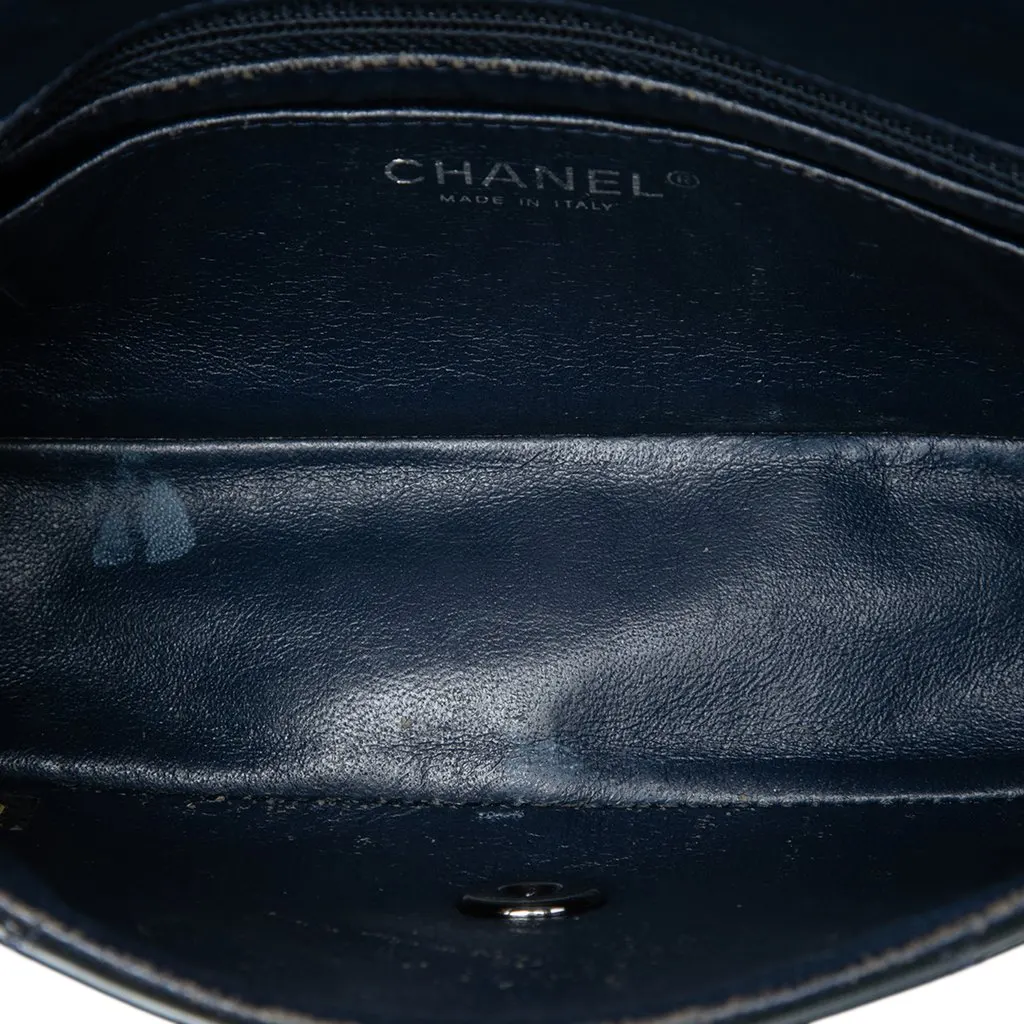 Chanel Mini Rectangular Classic Patent Single Flap Blue Leather Very good - Model View