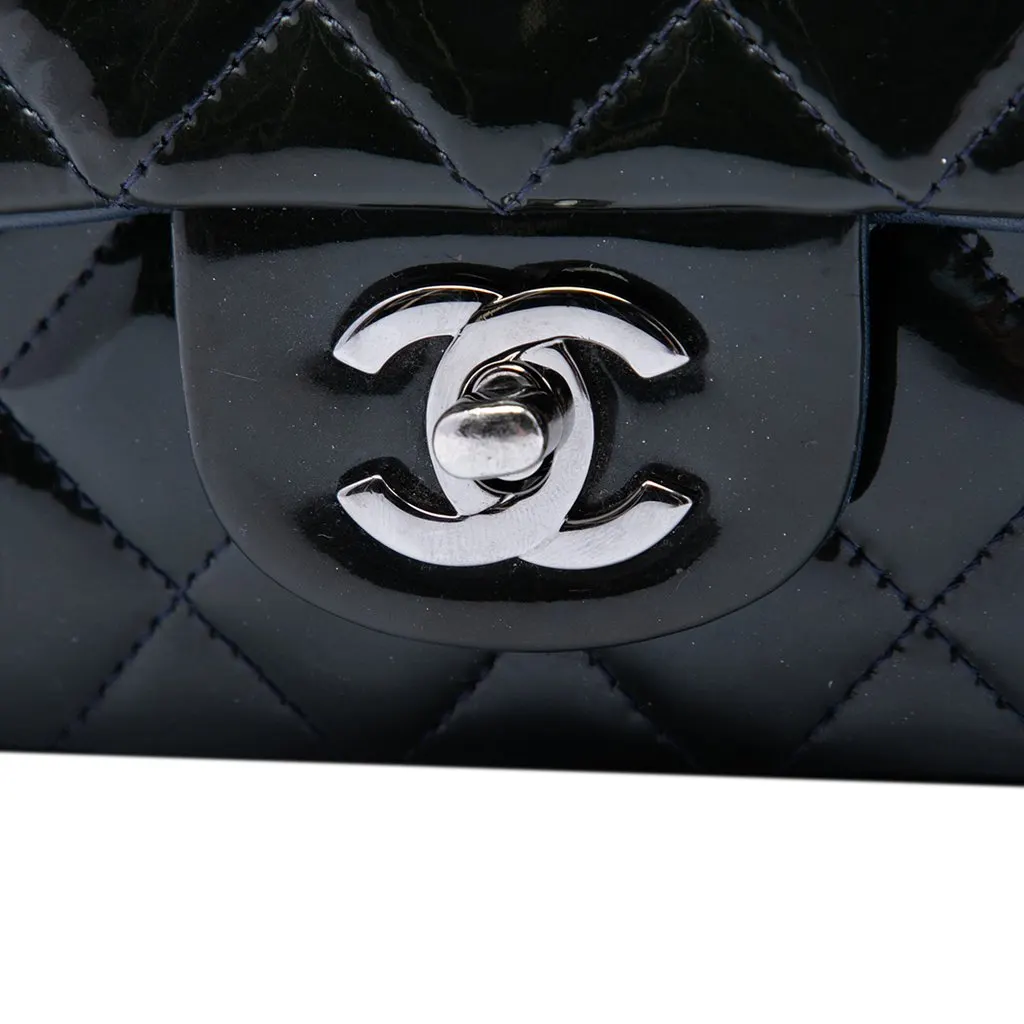 Chanel Mini Rectangular Classic Patent Single Flap Blue Leather Very good - Box View