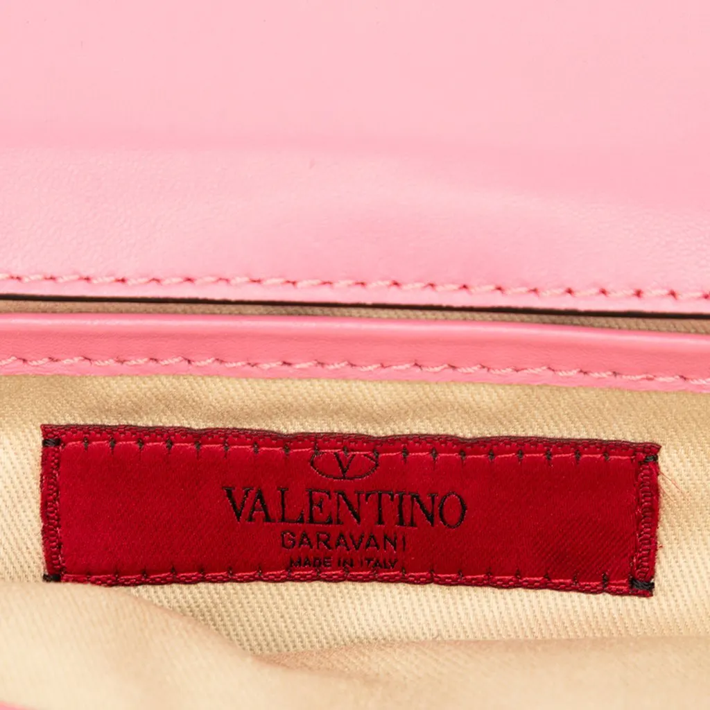 Valentino Leather Rockstud Va Va Voom Clutch on Chain Pink Leather Very good - Box View
