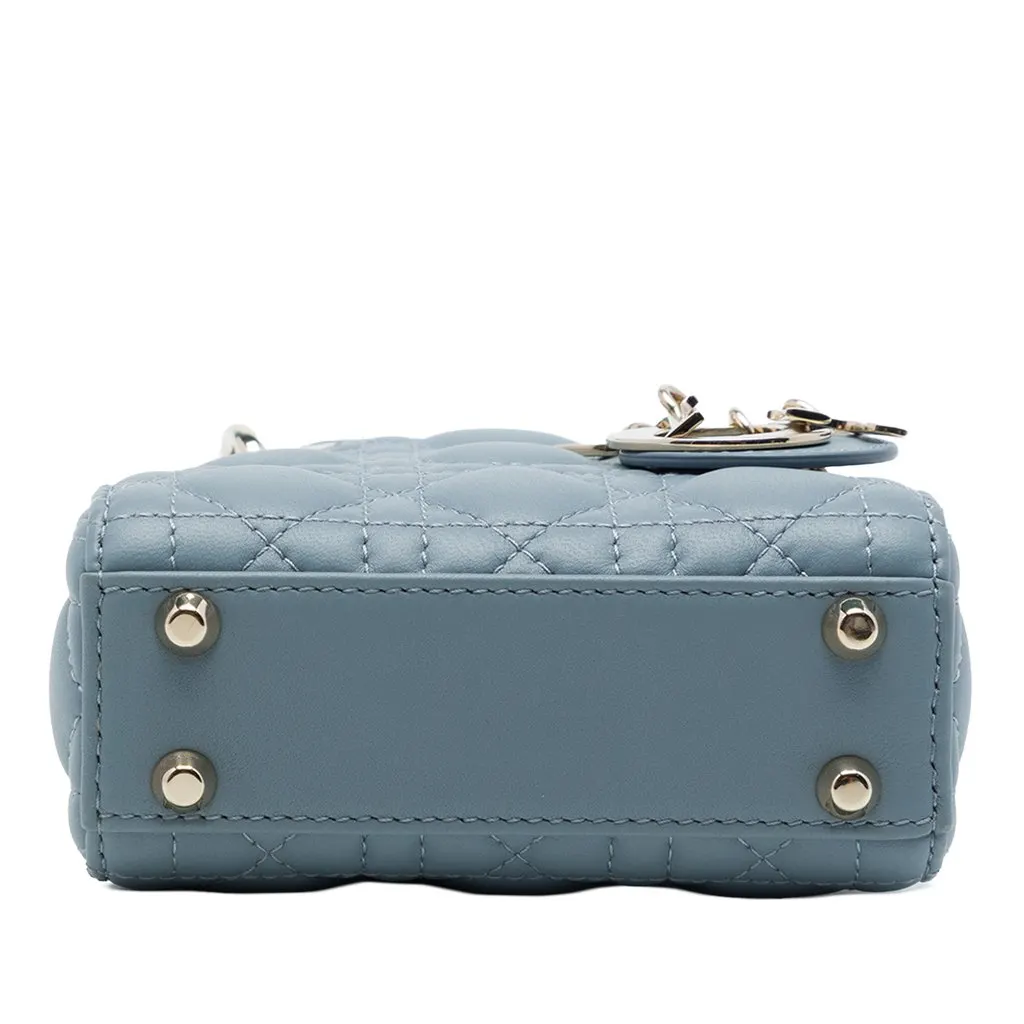 Dior Micro Lambskin Cannage Lady Dior Blue Leather Very good - Inside View