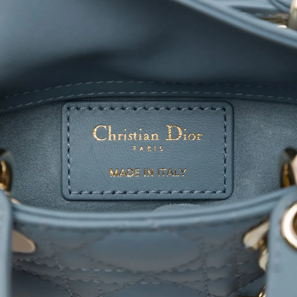 Dior Micro Lambskin Cannage Lady Dior Blue Leather Very good - Box View