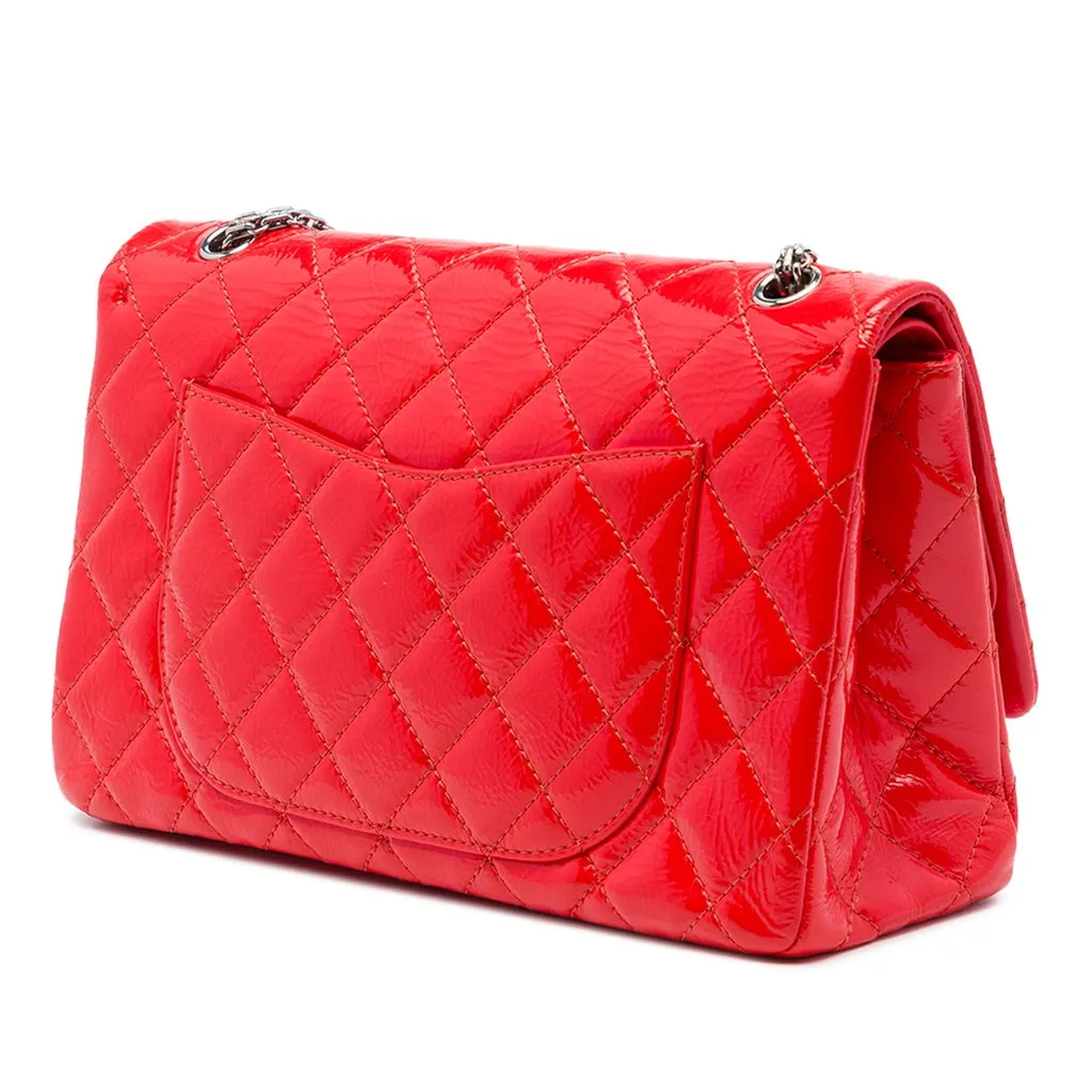 Chanel Quilted Crinkled Patent Reissue 2.55 Double Flap 227 Red Leather Very good - Back View