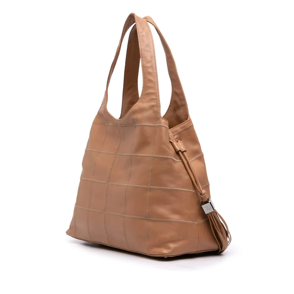 Chanel Calfskin Square Stitch Tassel Hobo Brown Leather Very good - Back View