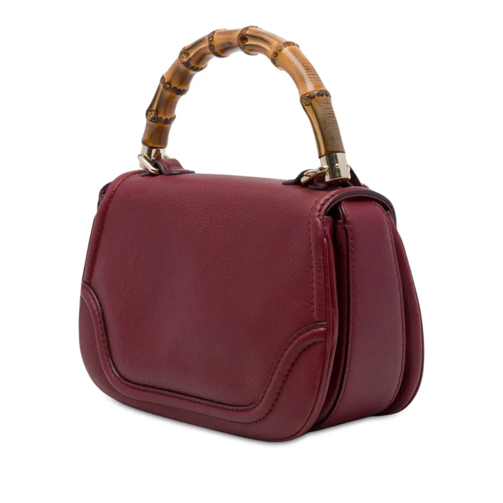 Gucci Medium Calfskin New Bamboo Satchel Red Leather Very good - Back View