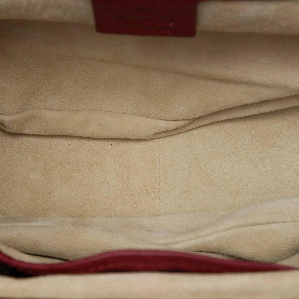 Gucci Medium Calfskin New Bamboo Satchel Red Leather Very good - Model View