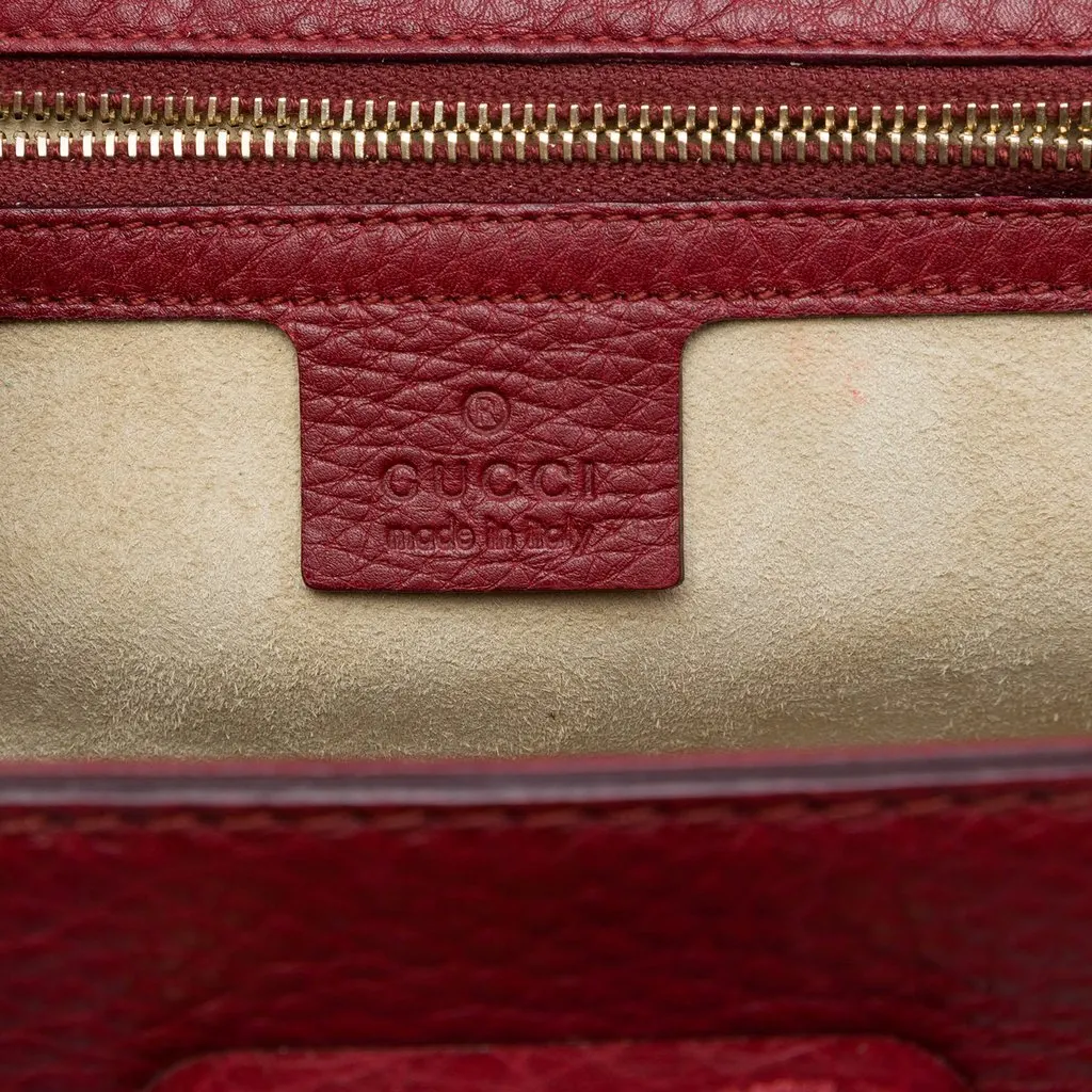 Gucci Medium Calfskin New Bamboo Satchel Red Leather Very good - Box View