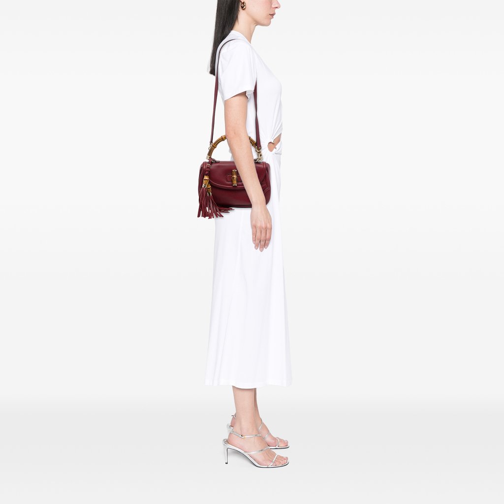 Gucci Medium Calfskin New Bamboo Satchel Red Medium Leather