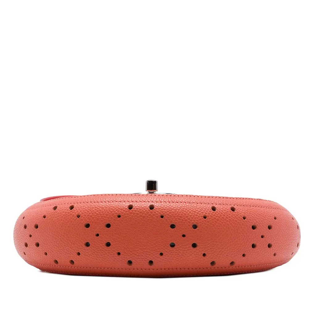 Chanel Small CC Perforated Caviar Messenger Flap Orange Leather Very good - Inside View