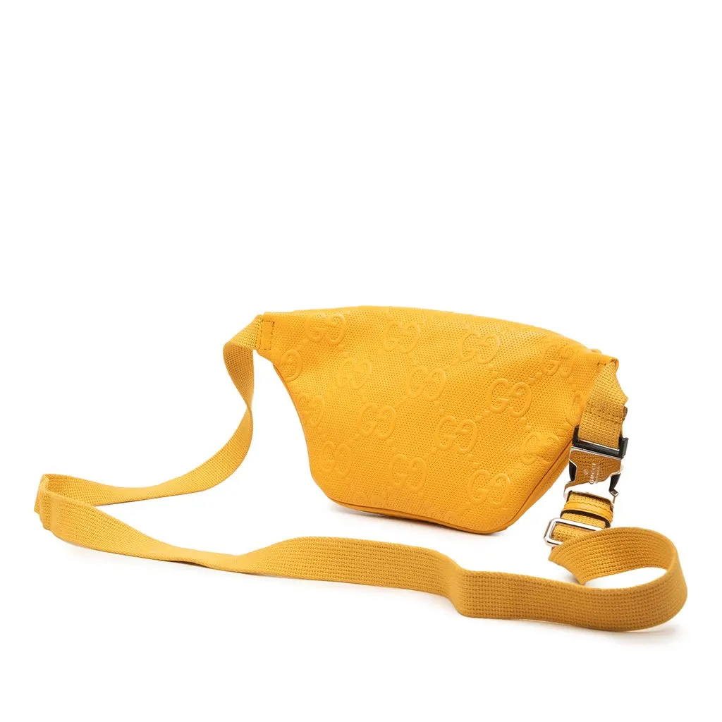 Gucci GG Embossed Perforated Calfskin Belt Bag Yellow Leather Very good - Back View