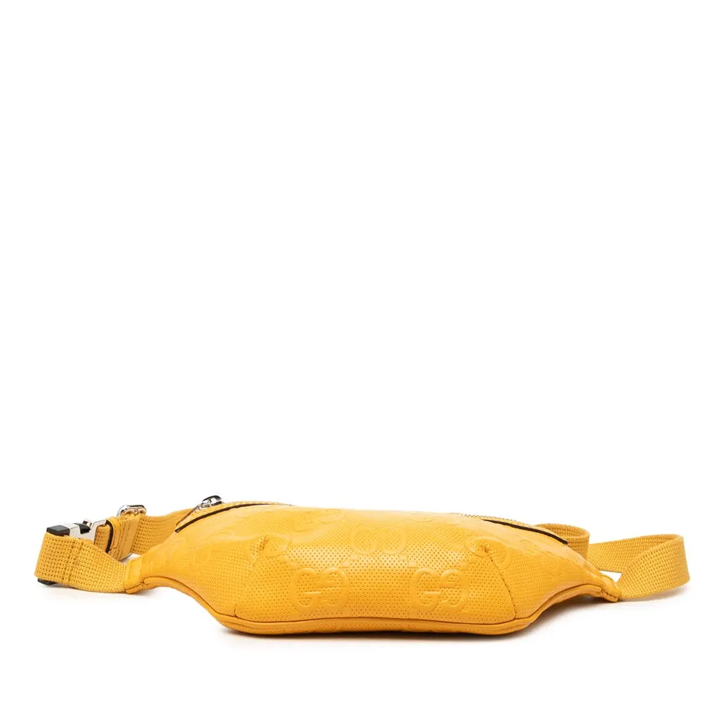 Gucci GG Embossed Perforated Calfskin Belt Bag Yellow Leather Very good - Model View
