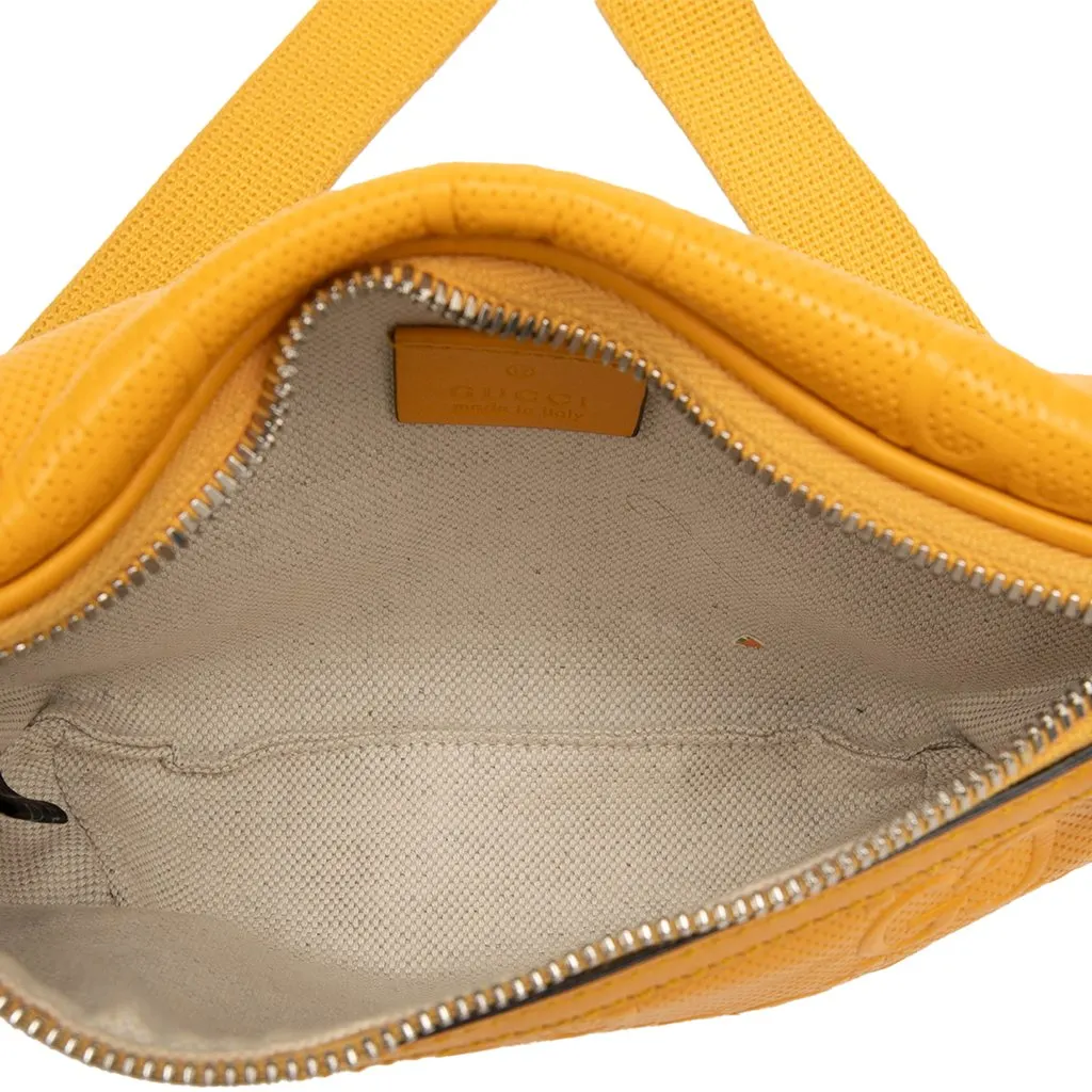 Gucci GG Embossed Perforated Calfskin Belt Bag Yellow Leather Very good - Box View