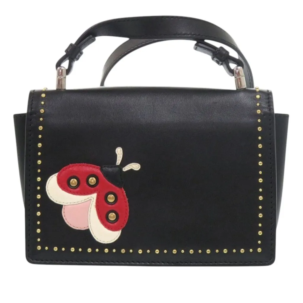Salvatore Ferragamo Studded Leather Ladybug Vara Bow Crossbody Black Leather Very good - Back View