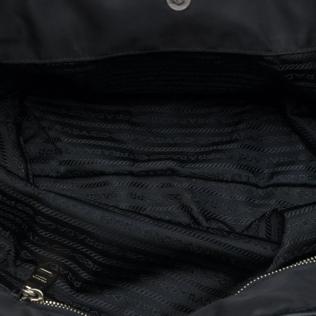 Prada Saffiano Trimmed Tessuto Robot Convertible Tote Black Polyamide Very good - Model View
