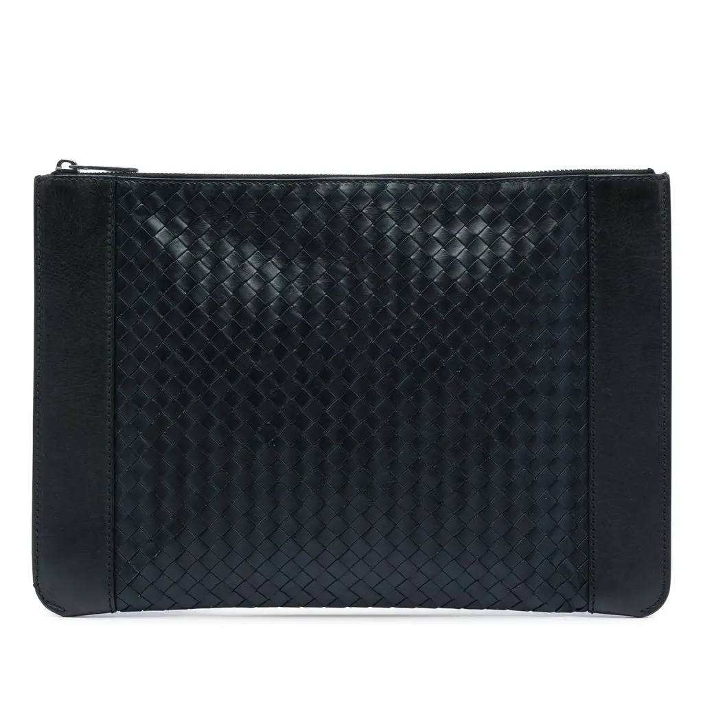 Bottega Veneta Nappa Intrecciato Clutch Black Leather Very good - Front View