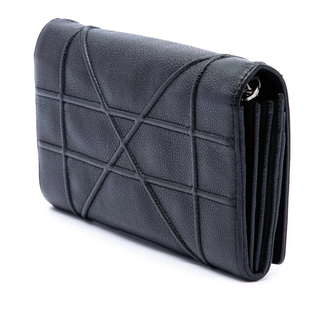 Dior Grained Calfskin Diorama Croisiere Wallet on Chain Black Leather Very good - Back View