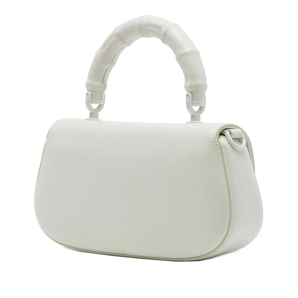 Gucci Small Calfskin Bamboo Diva Top Handle Bag White Leather Very good - Back View