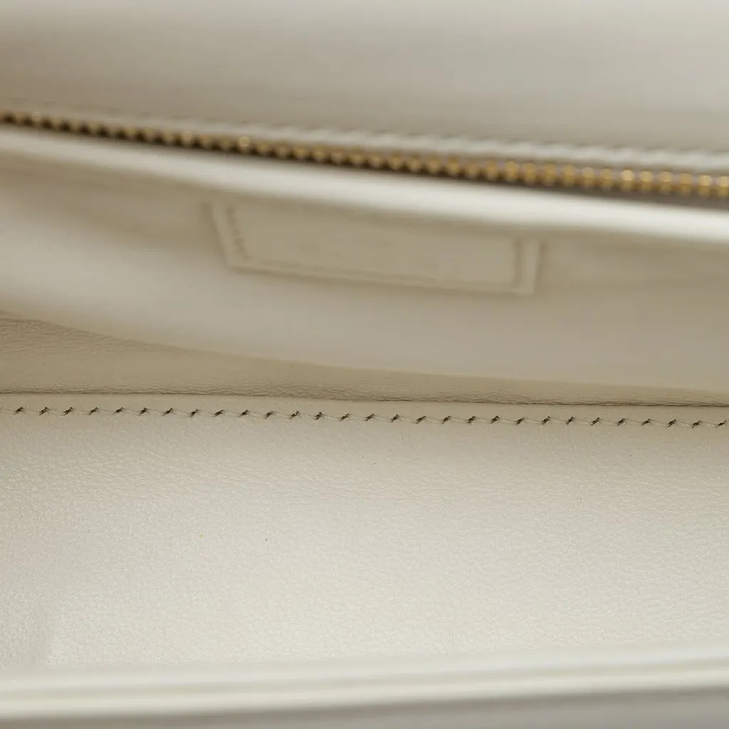 Gucci Small Calfskin Bamboo Diva Top Handle Bag White Leather Very good - Model View