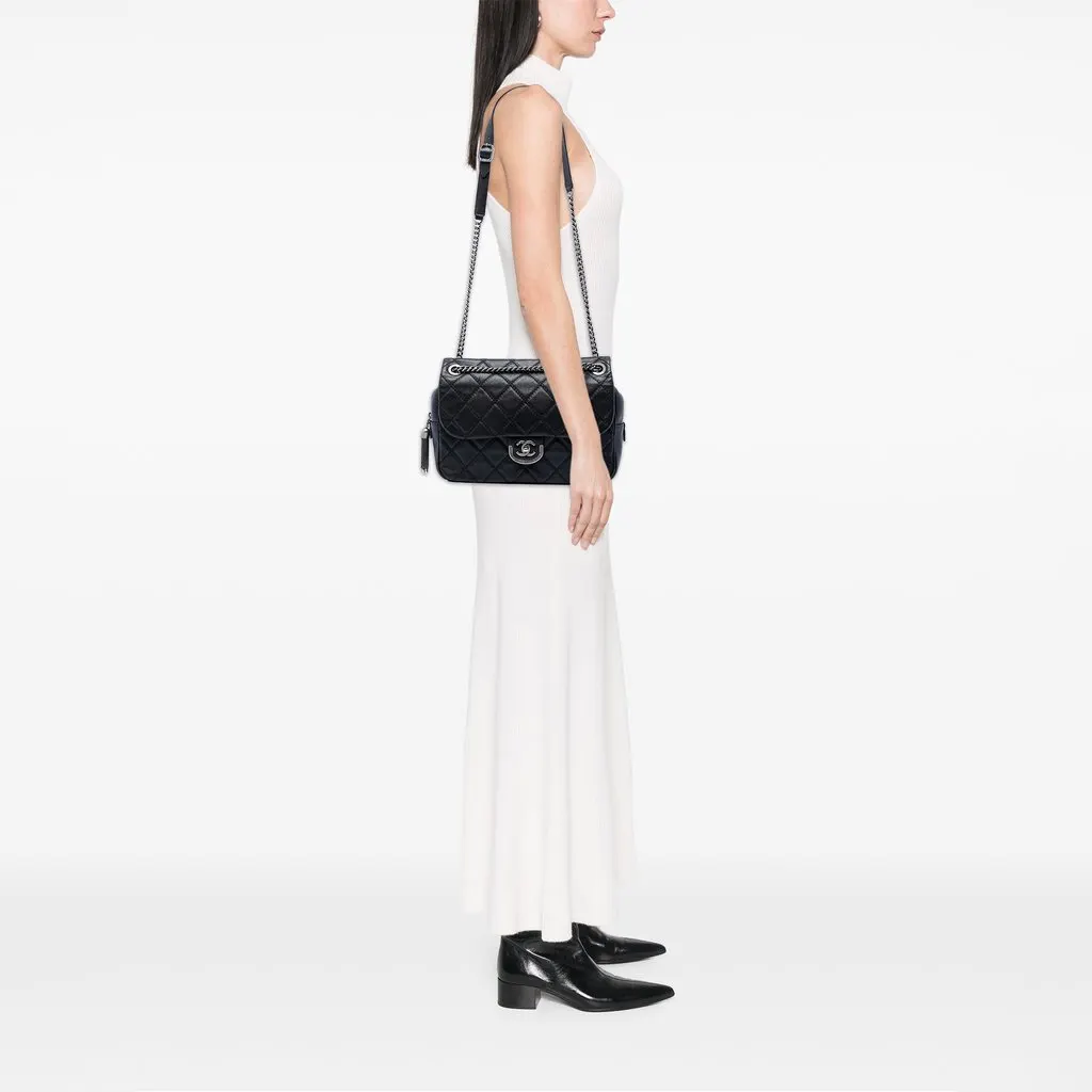 Chanel Paris Edinburgh Jumbo Quilted Calfskin Coco Sporran Flap Black Leather Very good - Box View