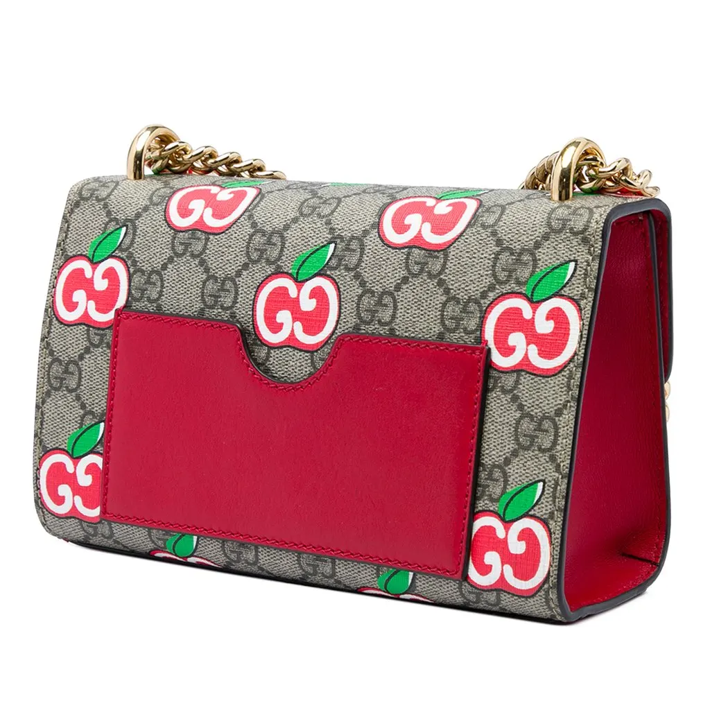 Gucci Small GG Supreme Apple Padlock Crossbody Beige Canvas Very good - Back View
