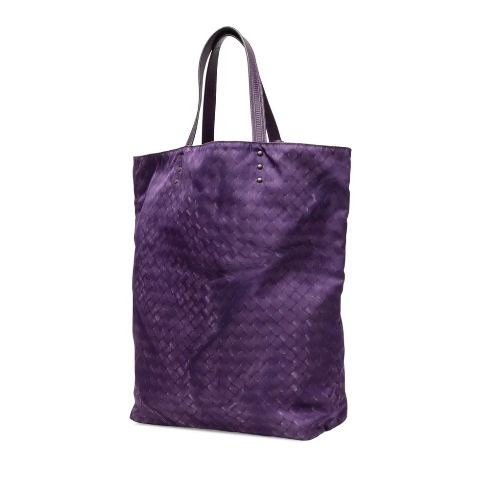 Bottega Veneta Nylon Intrecciolusion Vertical Tote Purple Very good - Back View