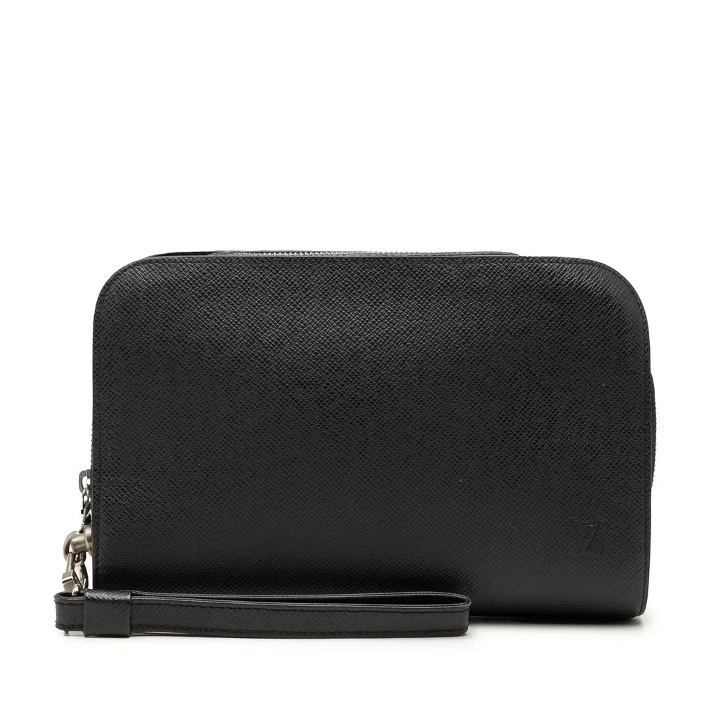 Louis Vuitton Taiga Pochette Baikal Black Leather Very good - Front View