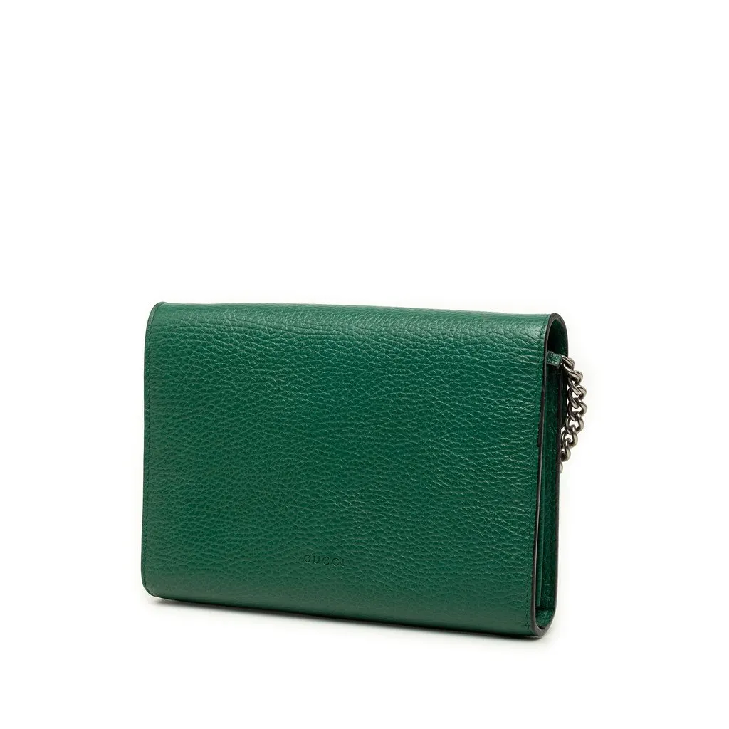 Gucci Calfskin Dionysus Wallet on Chain Green Leather Very good - Back View
