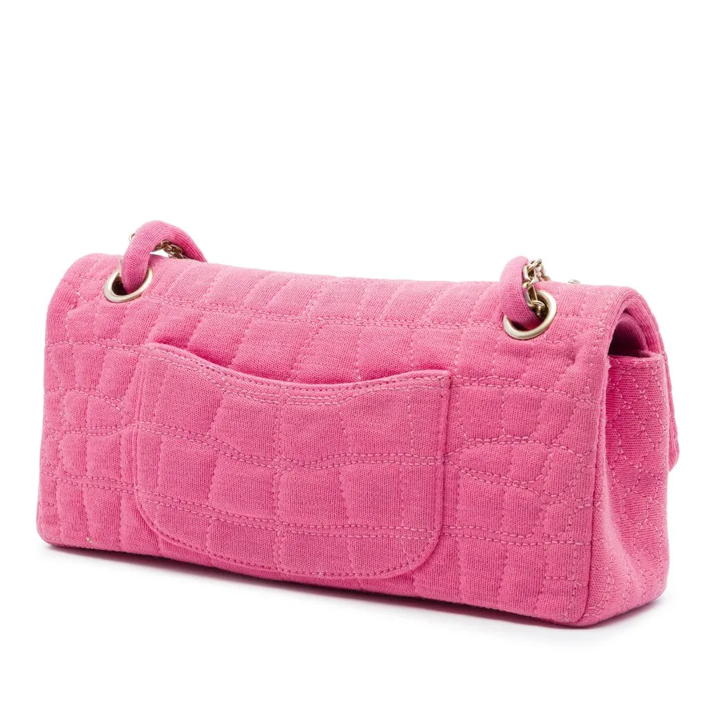 Chanel Croc Quilted Jersey Reissue 2.55 East West Double Flap Pink Very good - Back View