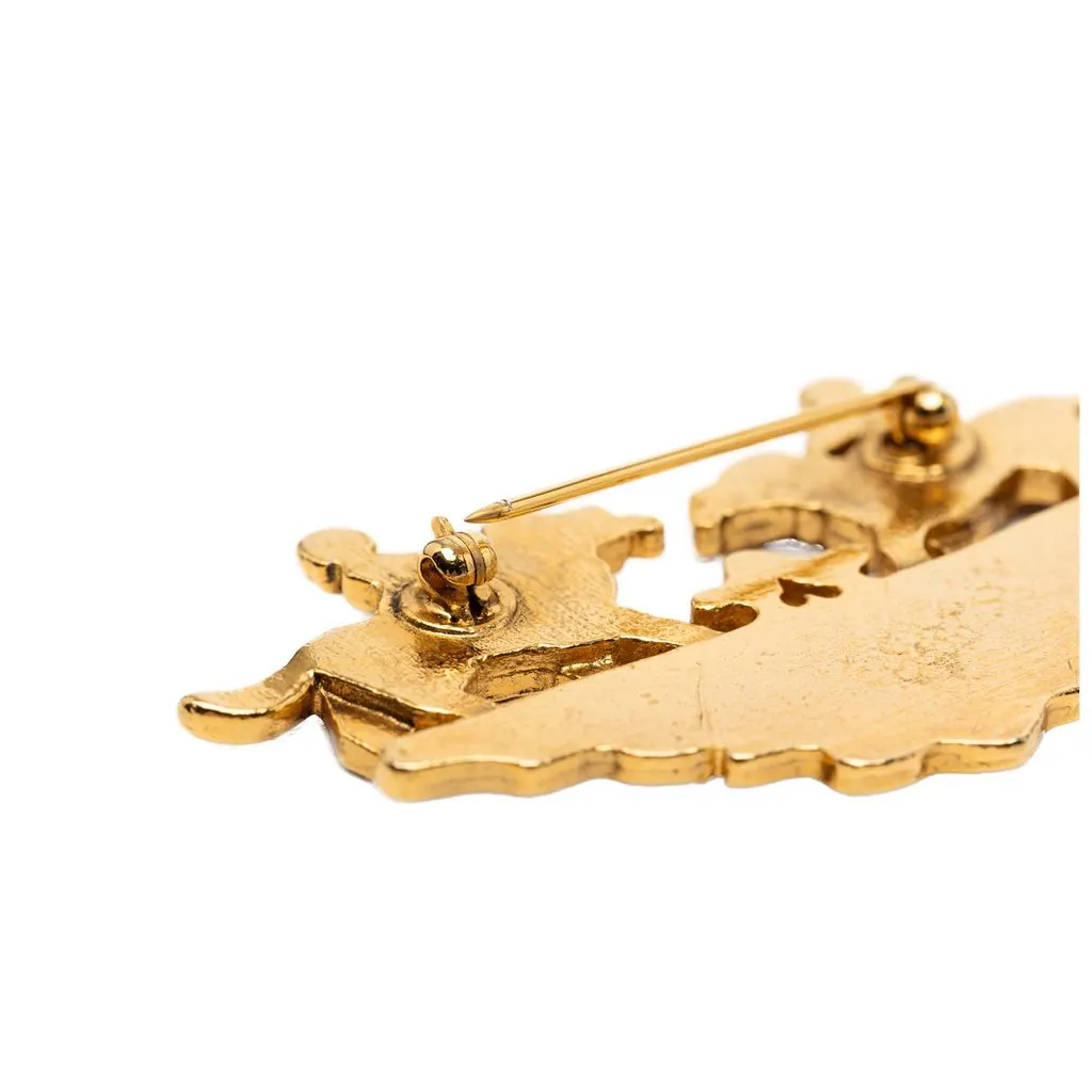 Hermès Gold Plated Enamel Children And Dogs Brooch Gold Metal Very good - Inside View